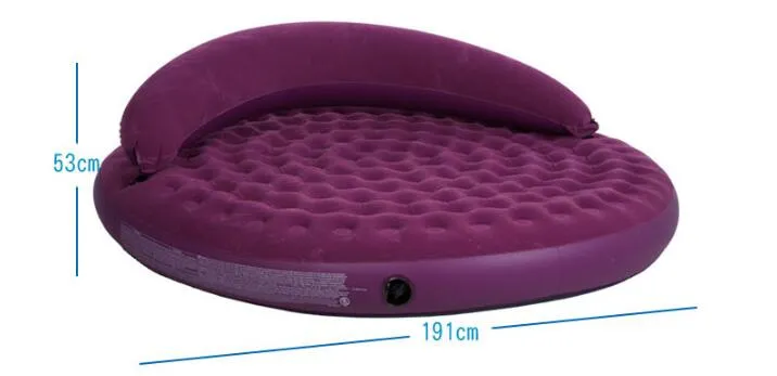 191*53CM Inflatable Flocking Sofa Bed Living Room Sofa Round Air Mattress With Backrest