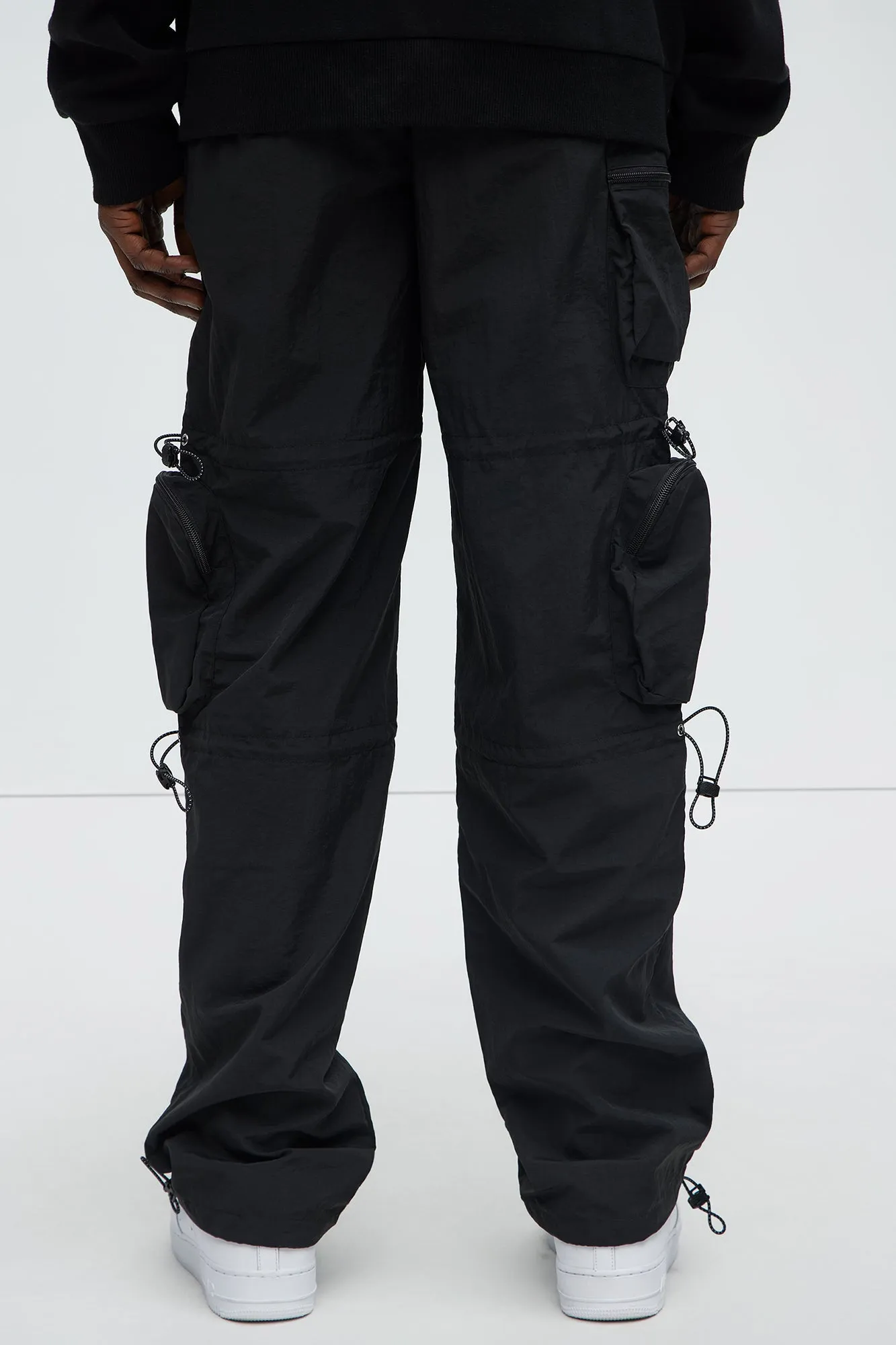 Act Like Homie Nylon Drawstring Cargo Pants - Black