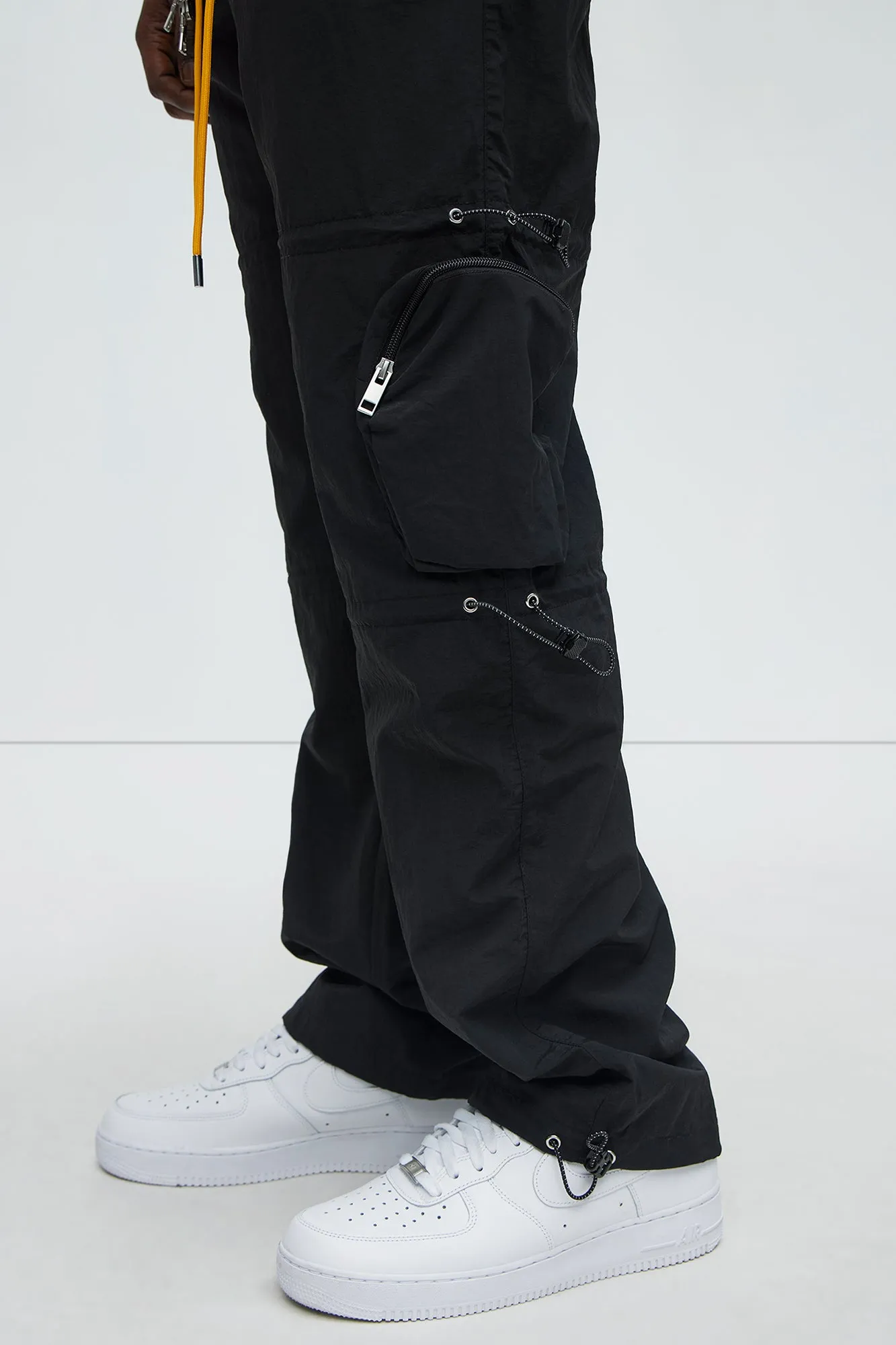 Act Like Homie Nylon Drawstring Cargo Pants - Black