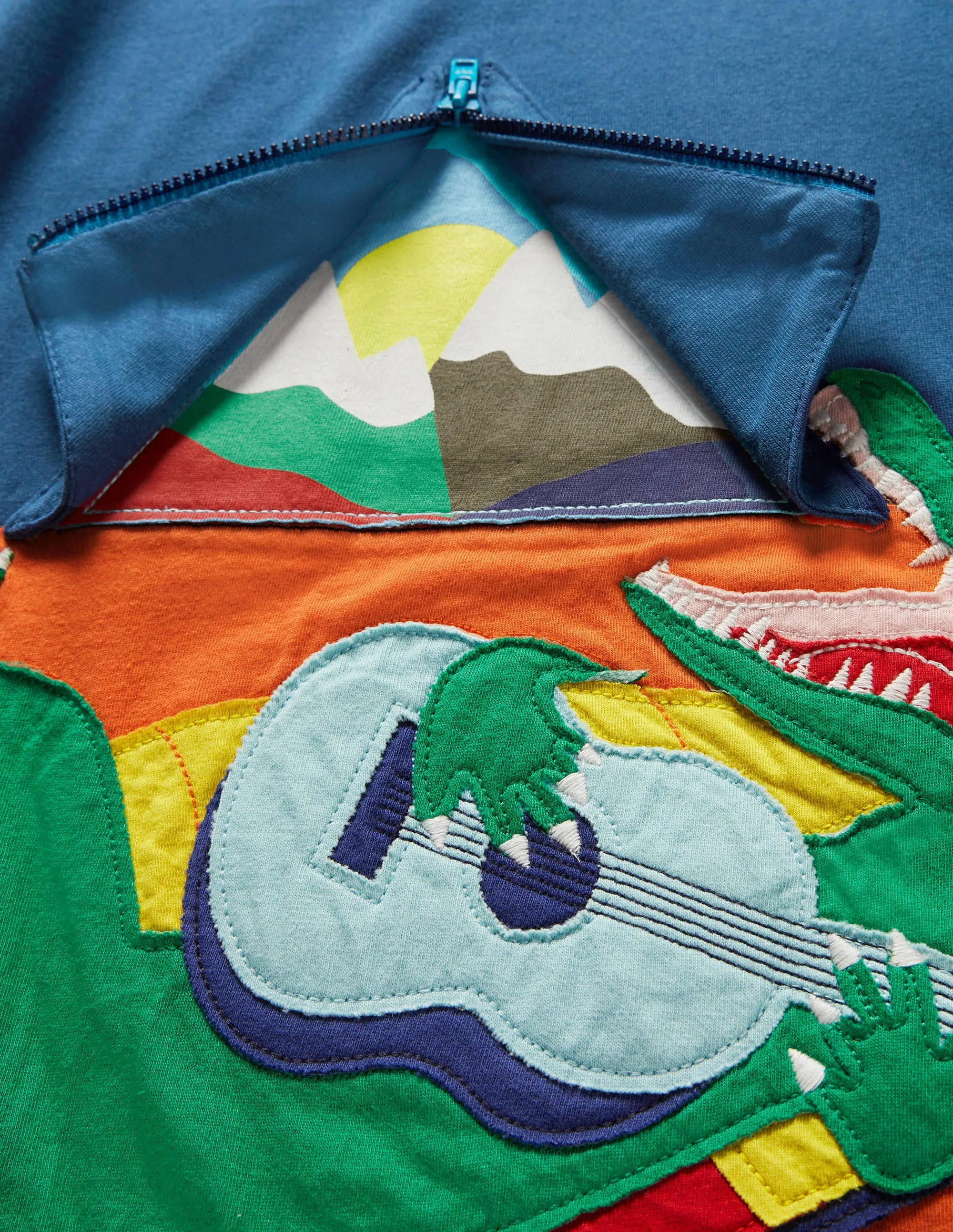 Adventure Zip T-shirt-Aqua Blue Camping Crocodile