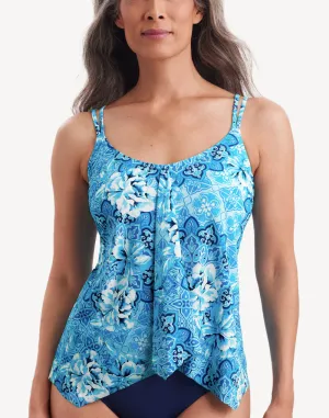 Barcelona Blues Handkerchief Hem Tankini Top