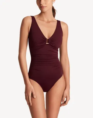 Beach Club Solids Ring Underwire One Piece Swimsuit