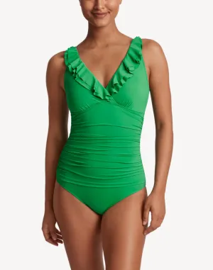 Beach Club Solids Ruffle Underwire One Piece Swimsuit