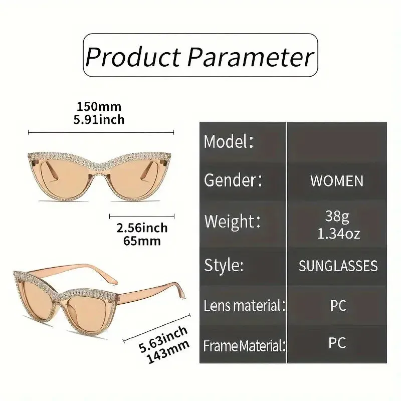 Bling Rhinestone Cat Eye Sunglasses  Luxury Decorative Shades for Women & Party Props