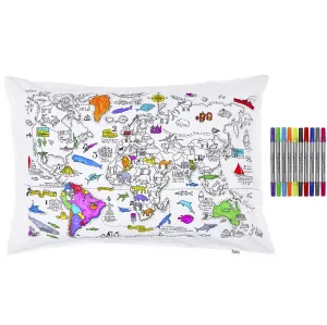 color your own world map pillowcase