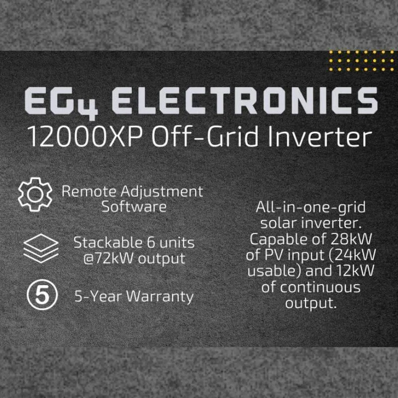 EG4 12,000XP Off-Grid Inverter | 48V Split Phase | 24kW PV Input | 12kW Power Output