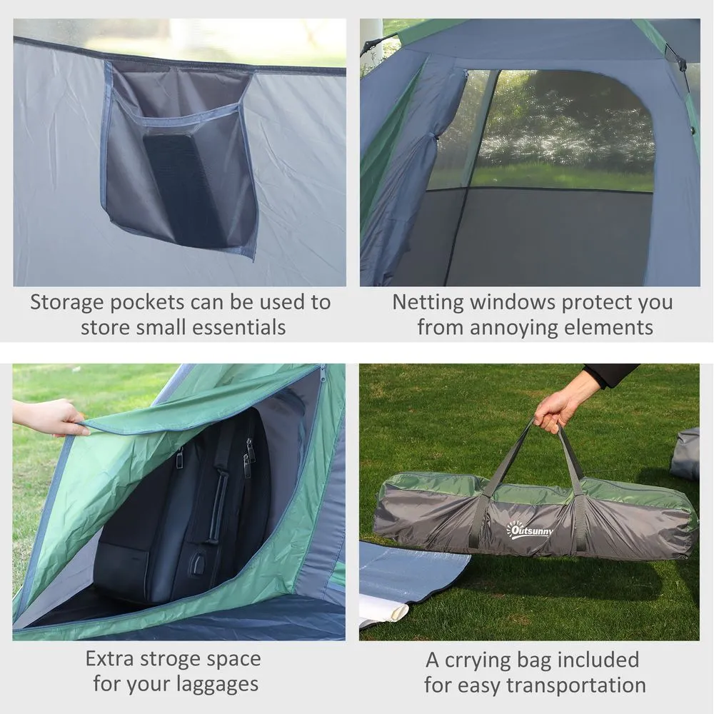 Family Pop-Up Camping Tent W/ Removable Waterproof Rainfly Outsunny