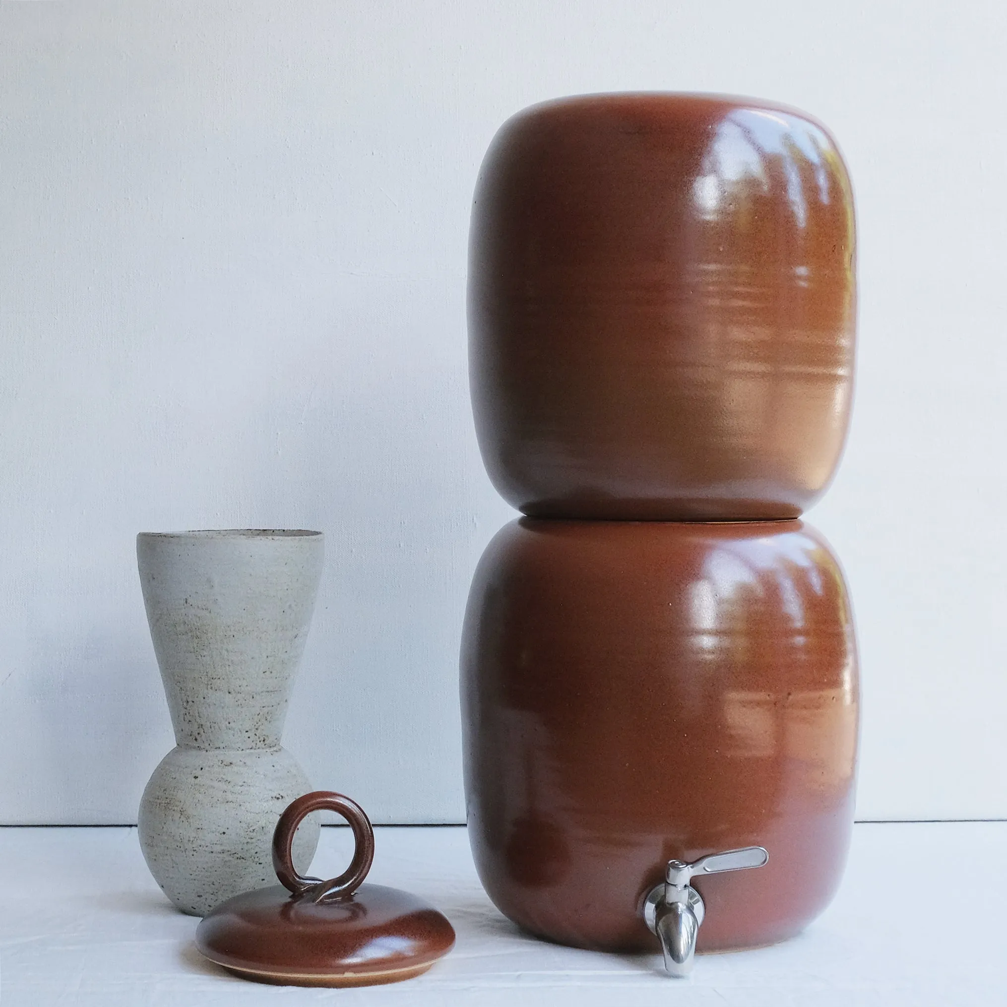 Hand Thrown Colour Glazed Ceramic Gravity Fed Water Filter