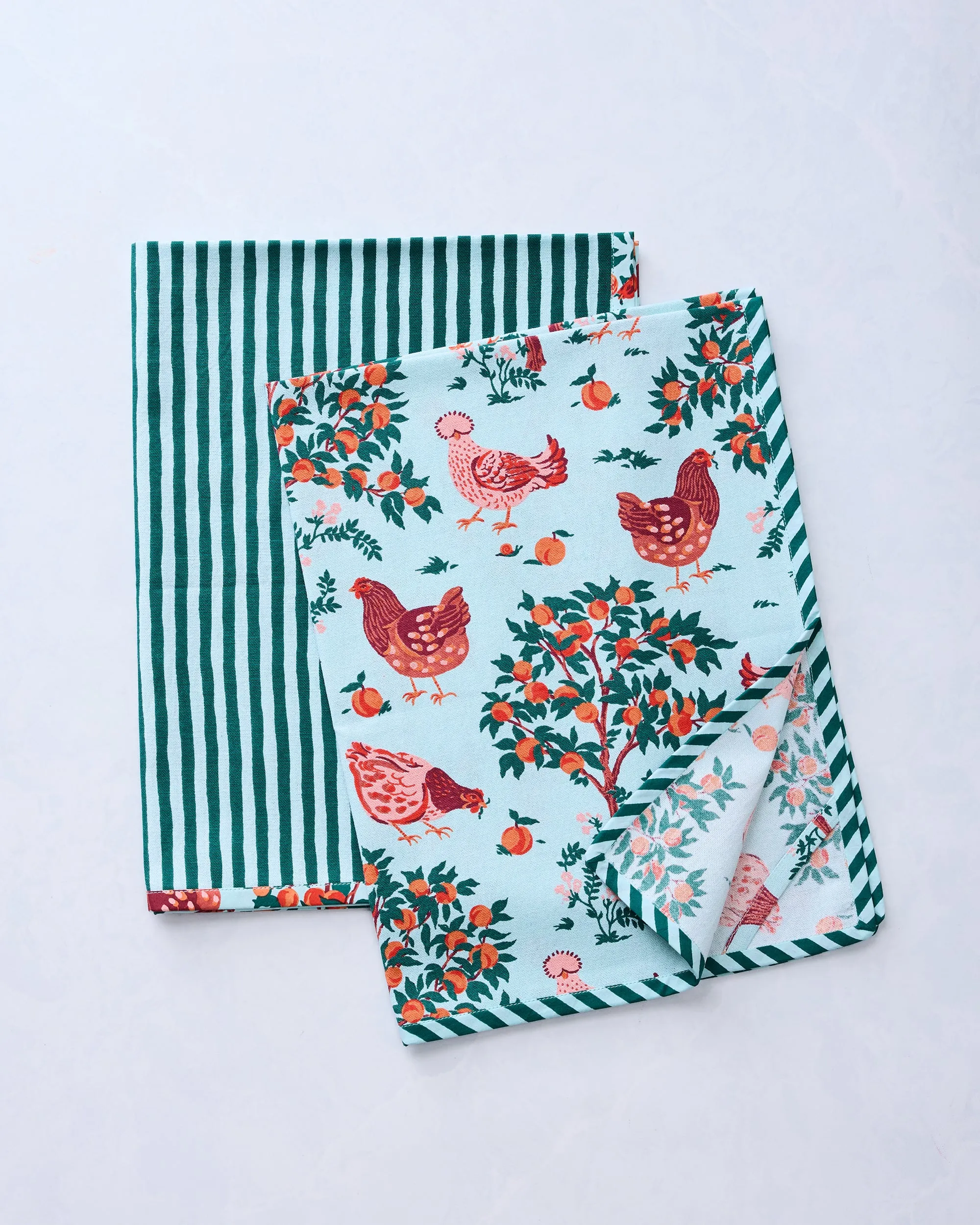 Hen House - Tea Towels Set Of 2 - Soft Blue