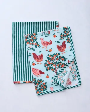 Hen House - Tea Towels Set Of 2 - Soft Blue