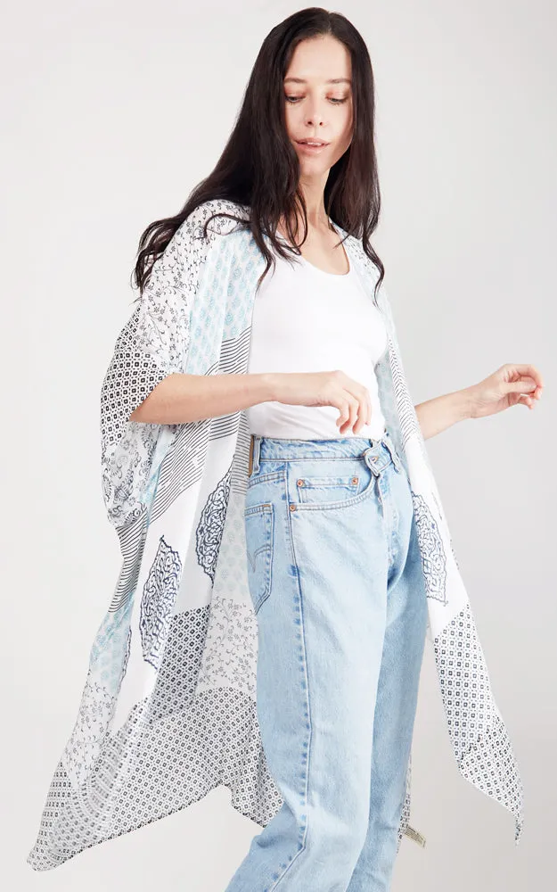 JP2104 Patches Design Cover Up Kimono
