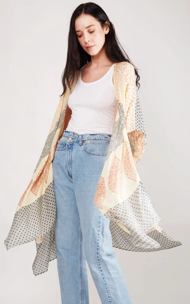 JP2104 Patches Design Cover Up Kimono