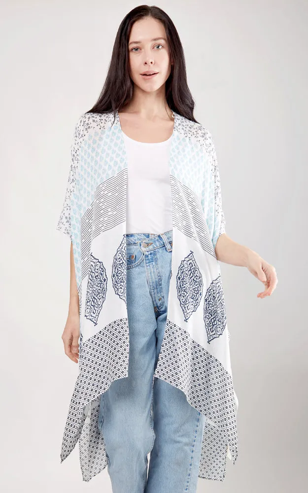 JP2104 Patches Design Cover Up Kimono