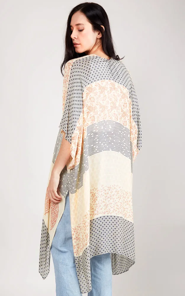 JP2104 Patches Design Cover Up Kimono