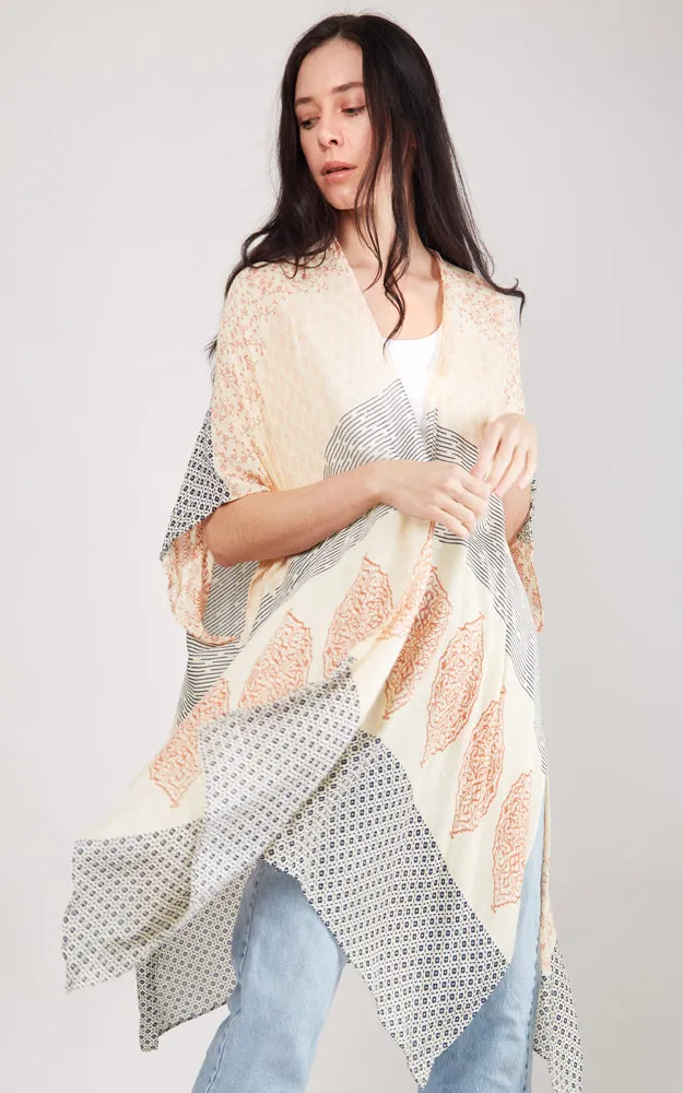 JP2104 Patches Design Cover Up Kimono