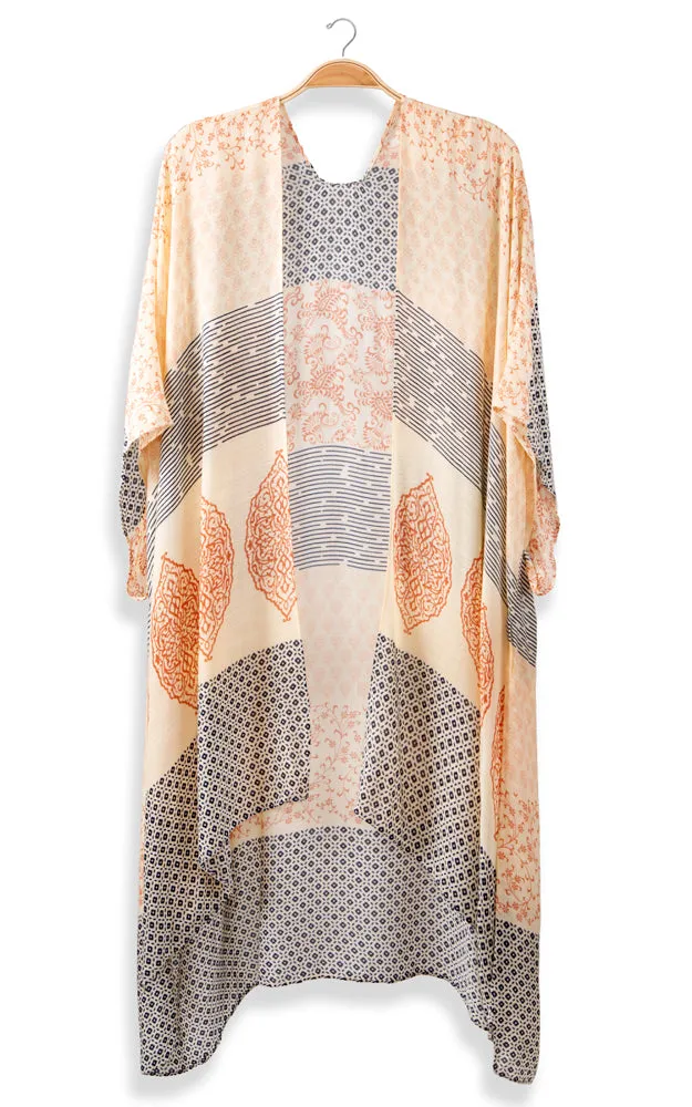 JP2104 Patches Design Cover Up Kimono