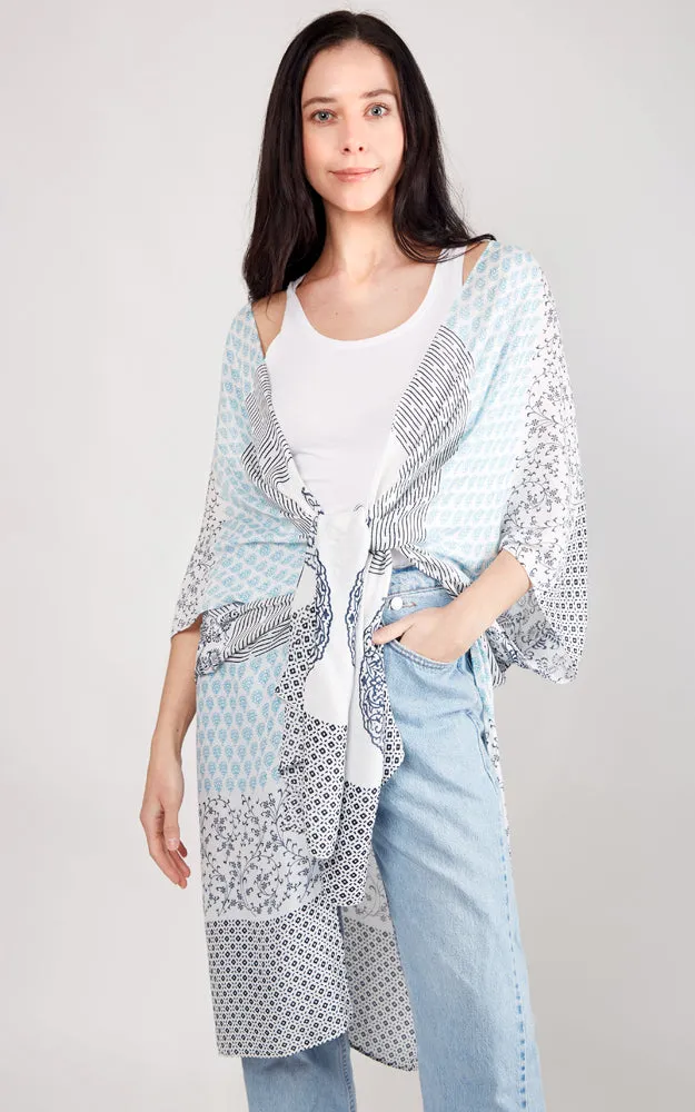 JP2104 Patches Design Cover Up Kimono