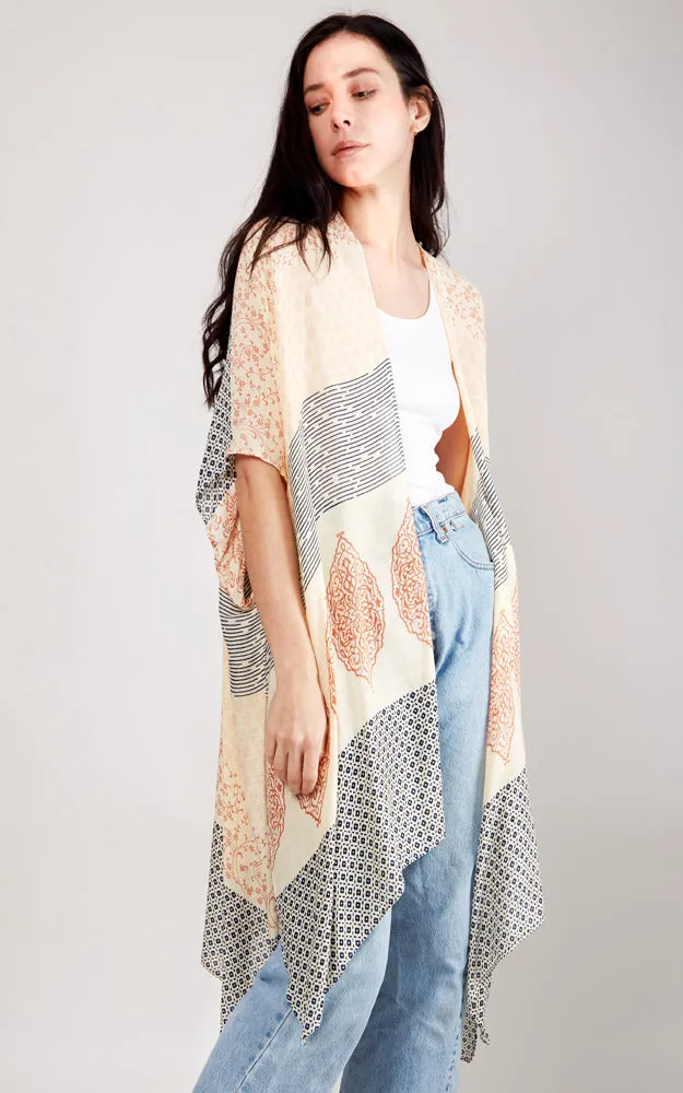 JP2104 Patches Design Cover Up Kimono