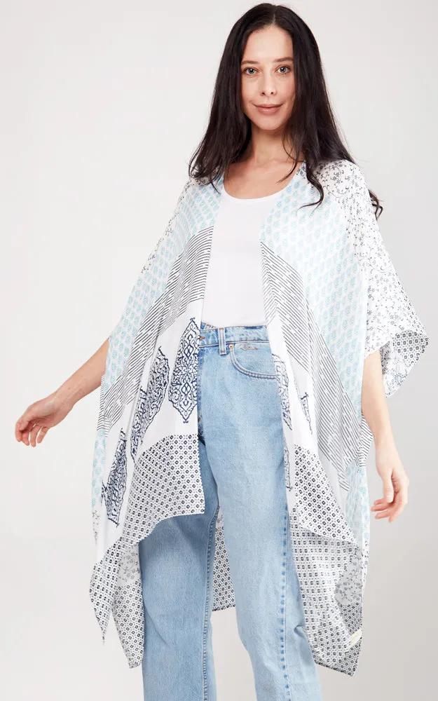 JP2104 Patches Design Cover Up Kimono