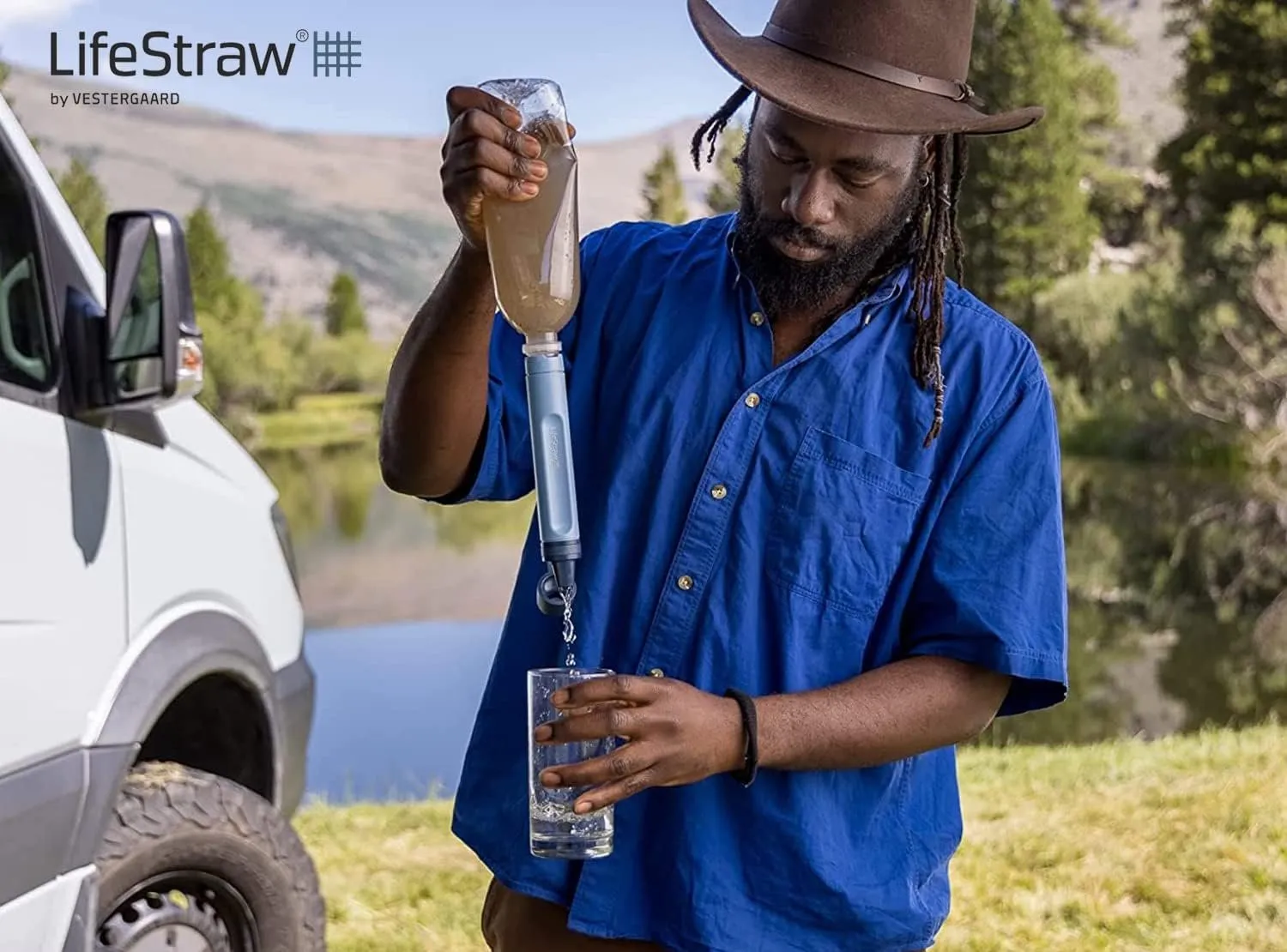 LifeStraw Peak Series - Paille Filtrante Personal Water - Sans BPA, Mountain Blue (bleu) | Fitnessterapy