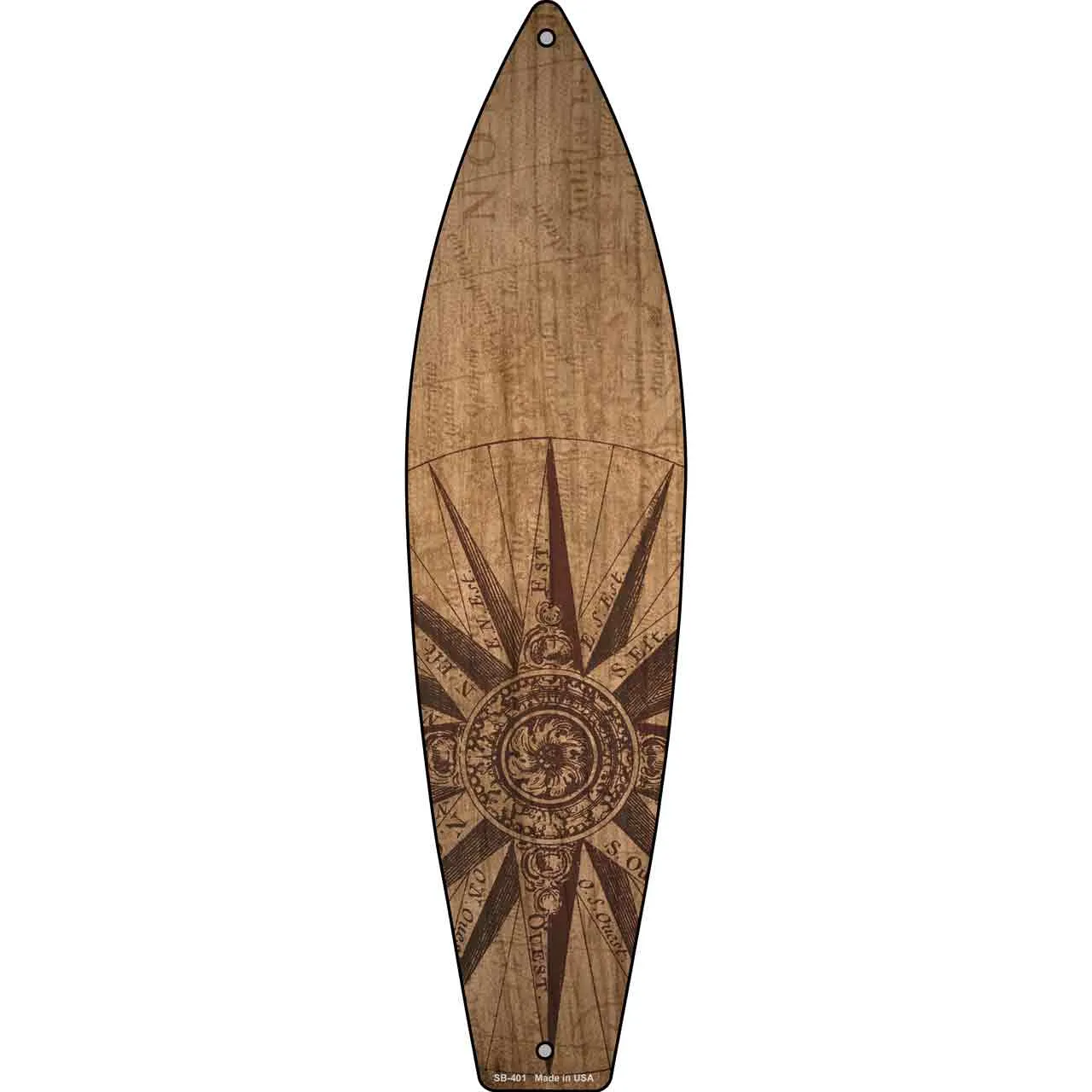 Map Drawing With Compass Novelty Metal Surfboard Sign SB-401