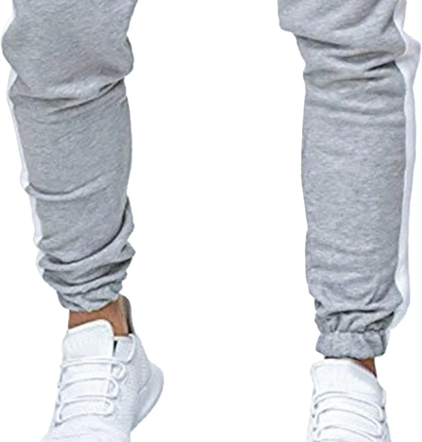 Men's Solid Elastic Waist Baggy Cargo Pants Vintage Casual Jogging Trousers Classic Comfort Hiking Sweatpants