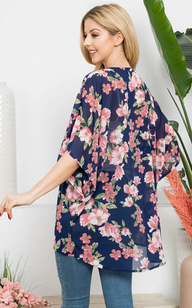 MS0293 Floral Pattern Cover-up Kimono