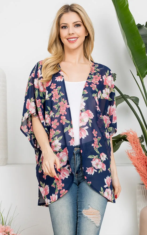 MS0293 Floral Pattern Cover-up Kimono