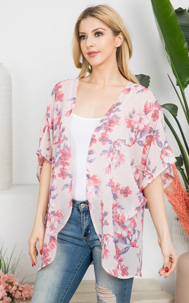 MS0293 Floral Pattern Cover-up Kimono