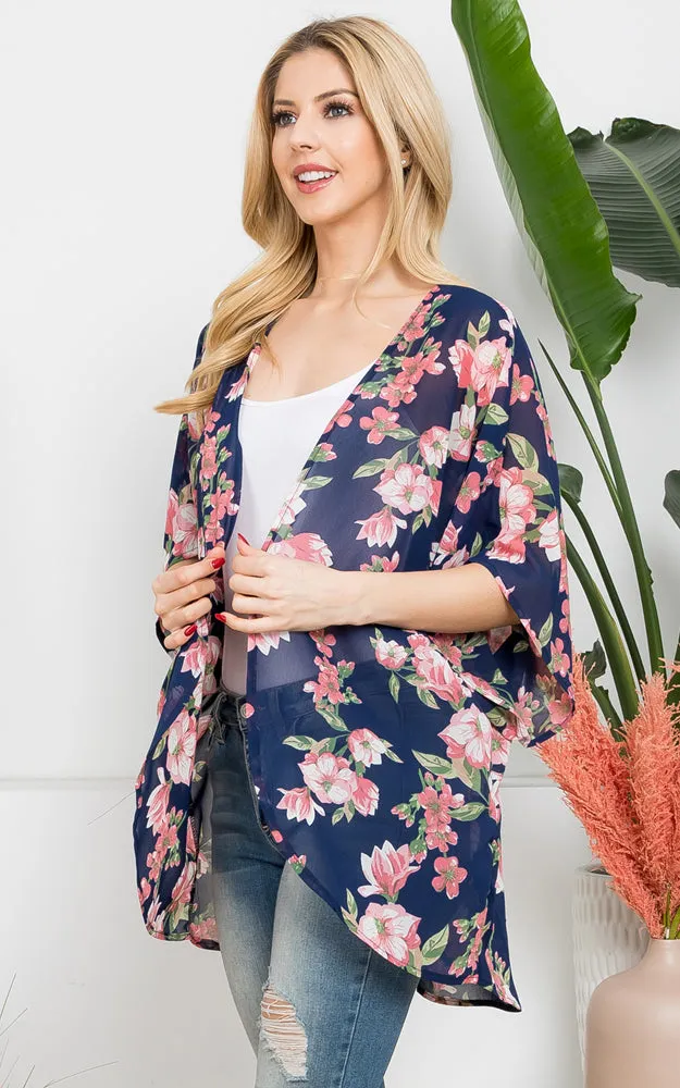 MS0293 Floral Pattern Cover-up Kimono