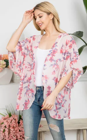 MS0293 Floral Pattern Cover-up Kimono