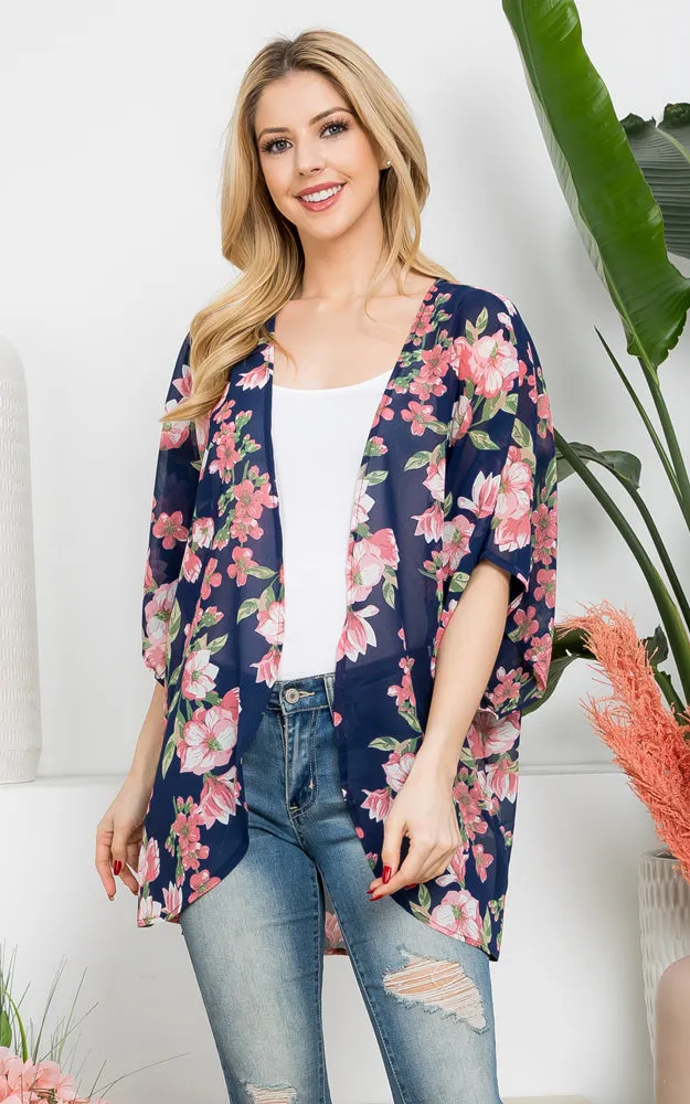 MS0293 Floral Pattern Cover-up Kimono