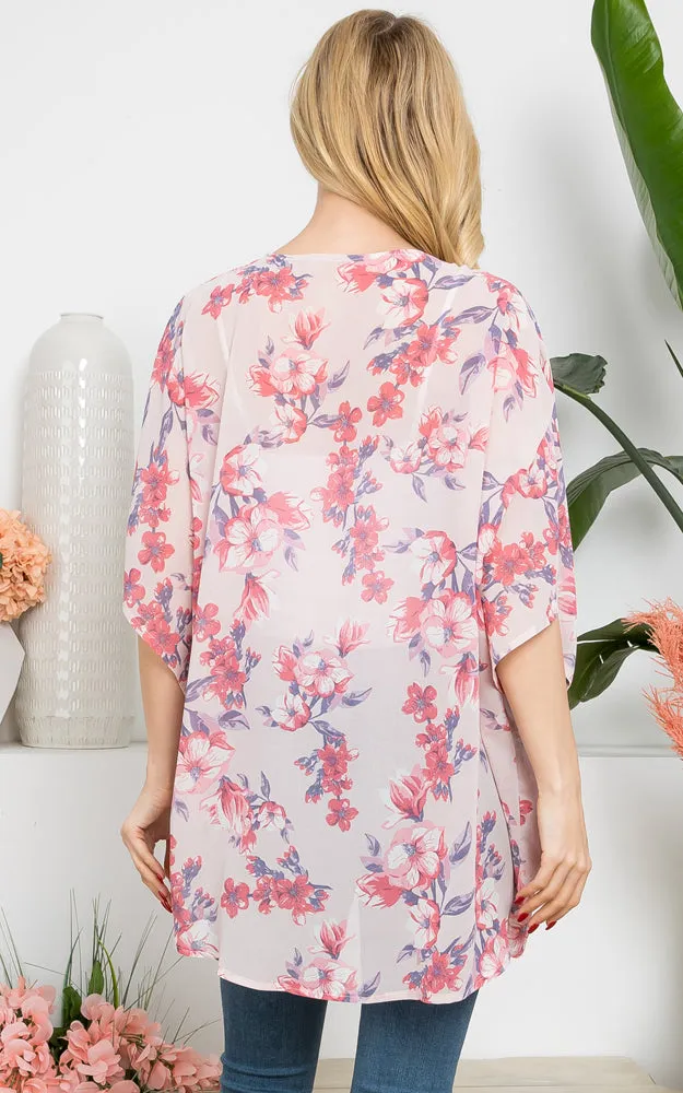MS0293 Floral Pattern Cover-up Kimono