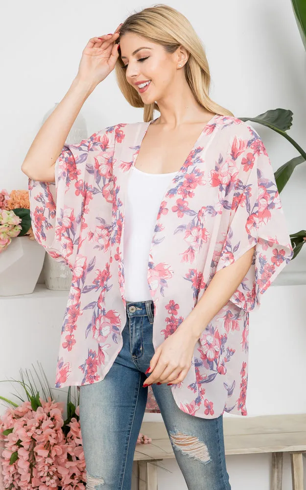MS0293 Floral Pattern Cover-up Kimono