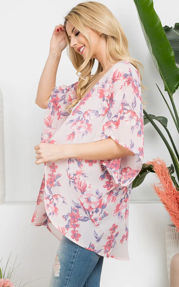 MS0293 Floral Pattern Cover-up Kimono