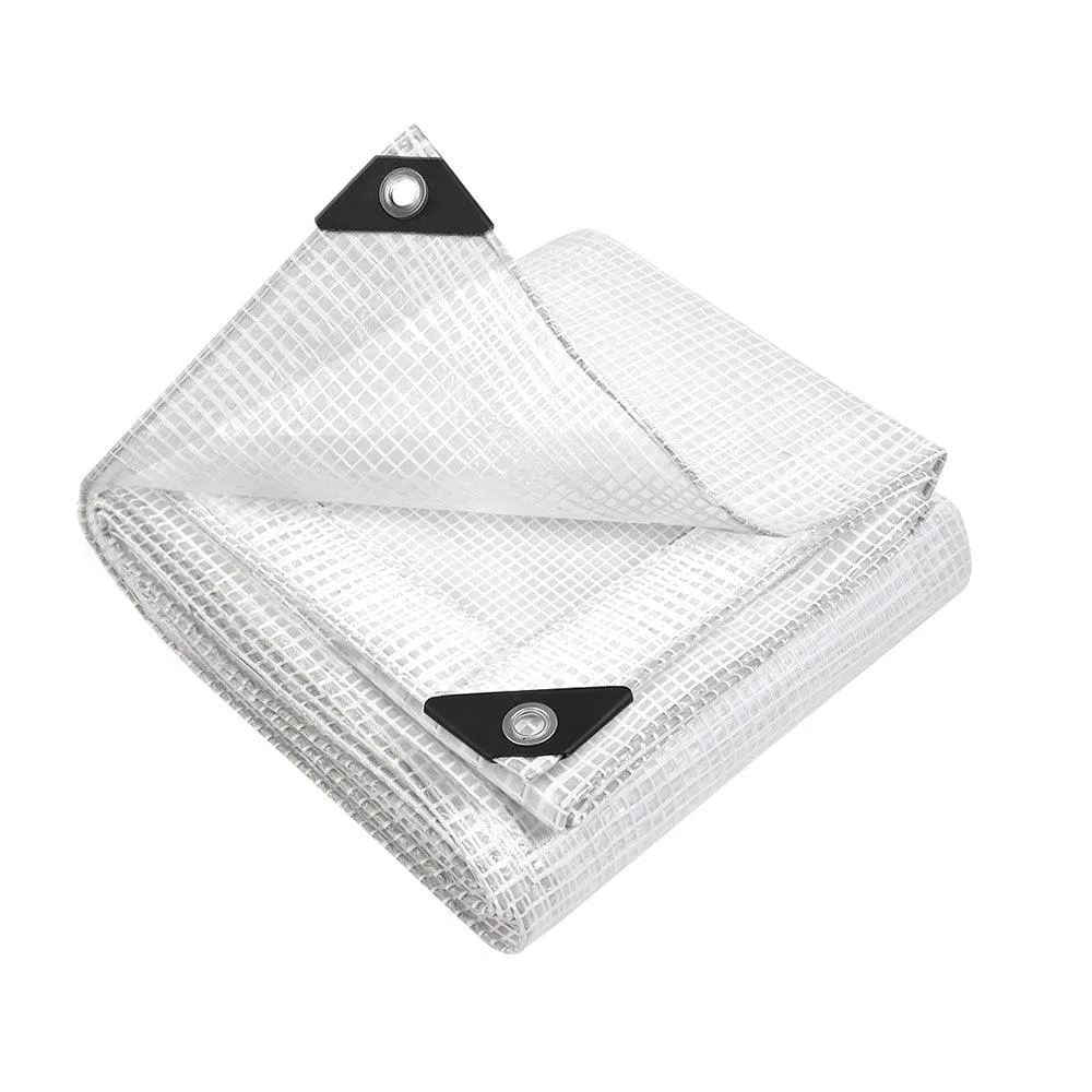 Poly Tarpaulin Heavy Duty Tarp 135gsm Cover - 4M x 7M - Clear