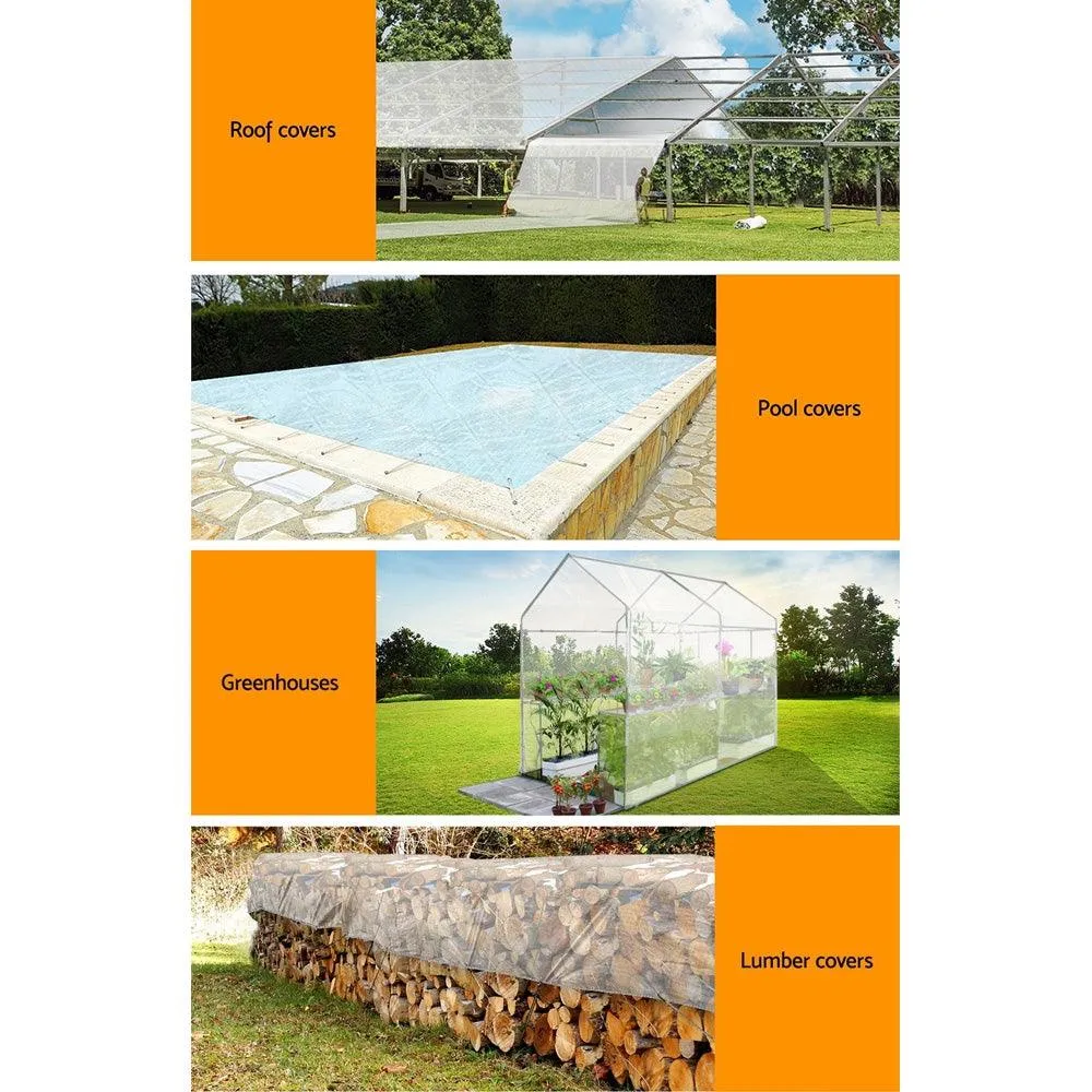 Poly Tarpaulin Heavy Duty Tarp 135gsm Cover - 4M x 7M - Clear