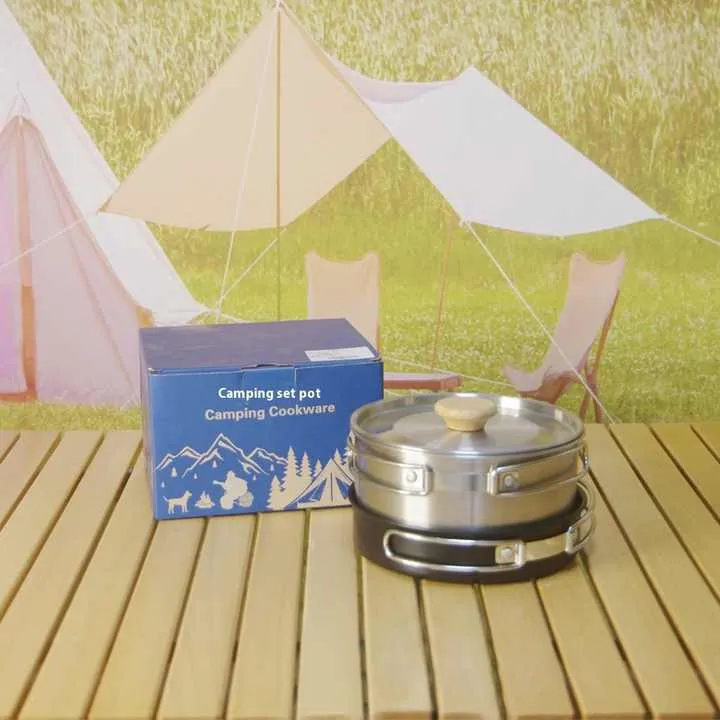 Portable Stainless Steel Camping Soup-مجموعة أواني حساء