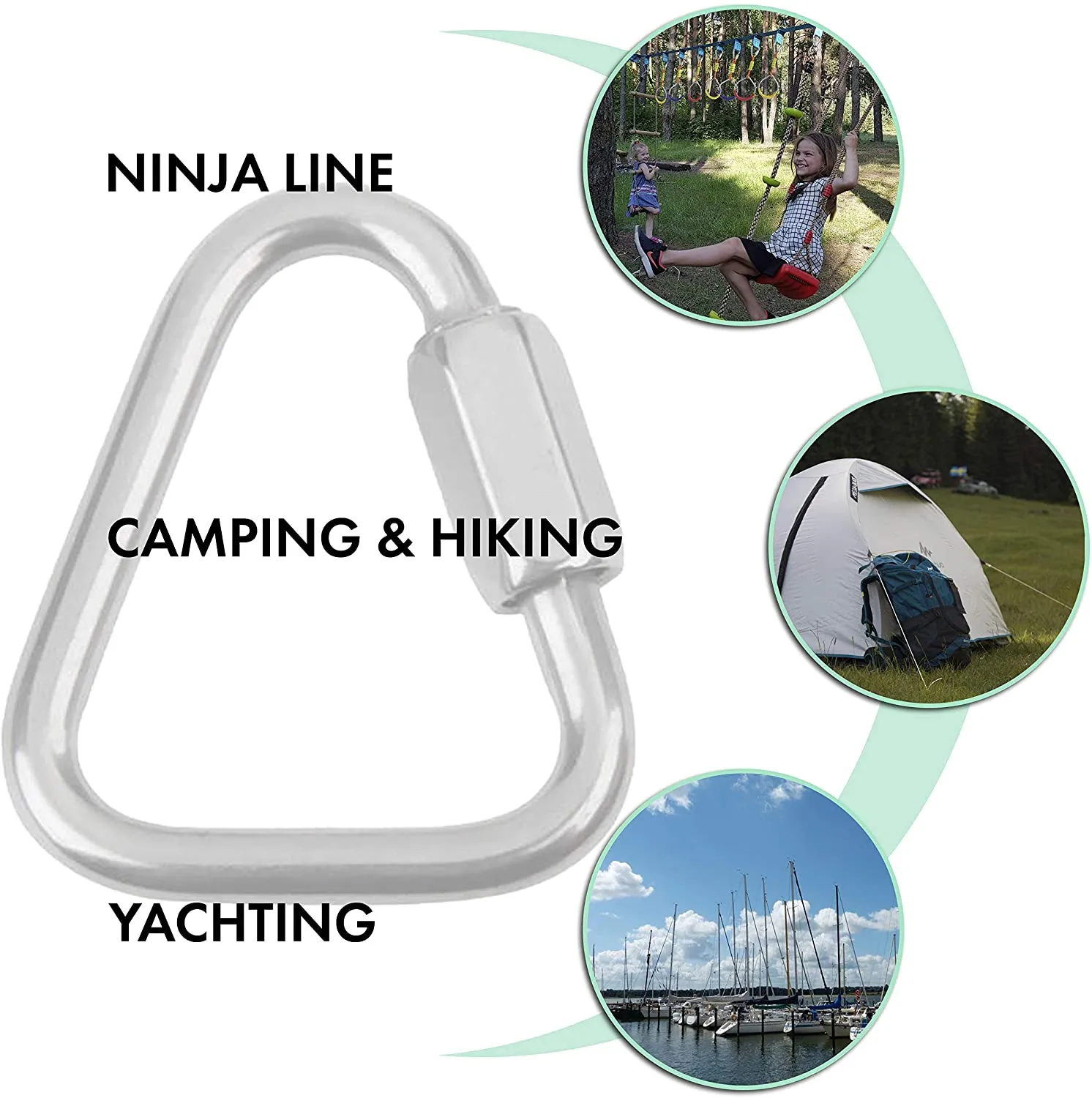 Set of 5 Carabiners for Ninja line. Triangle Shaped Quick Links for Climbing. Large 5/16" Delta Quick Links – Chainlink.