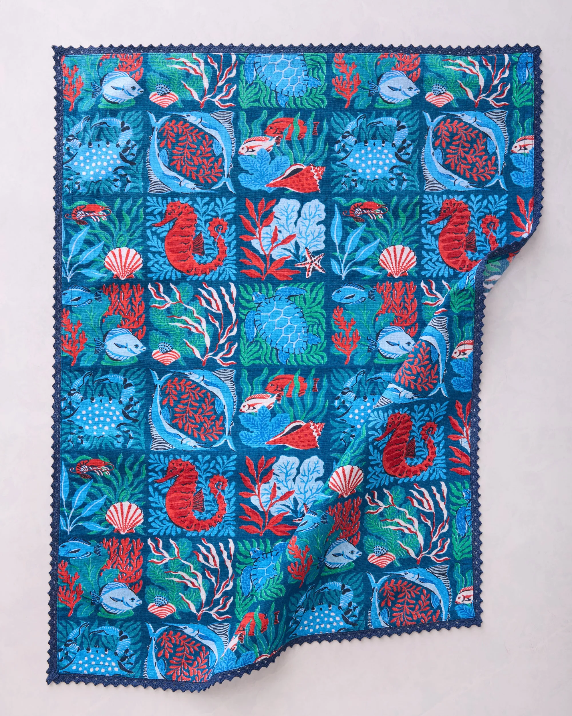 Stained Glass Sea - Tea Towels Set Of 2 - Seaside Blue