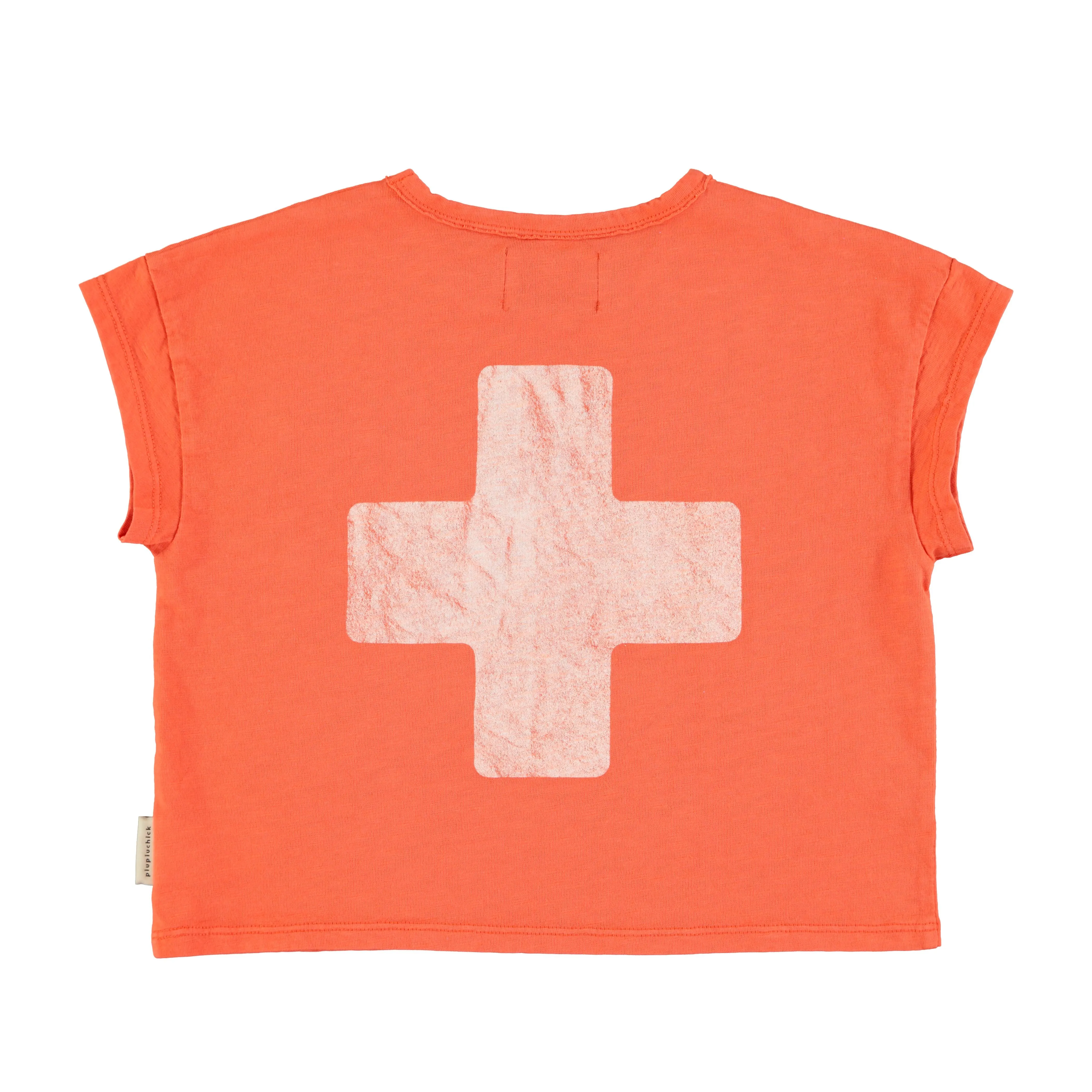 T-Shirt in Orange w/ "First Aid" Print