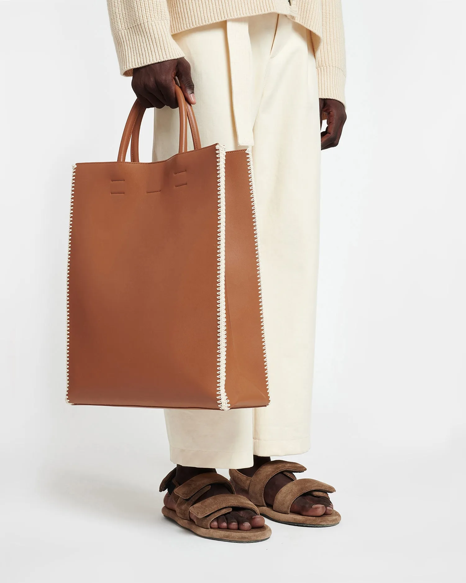 The Compass Tote - Crochet Tote Bag - Tan/Crme