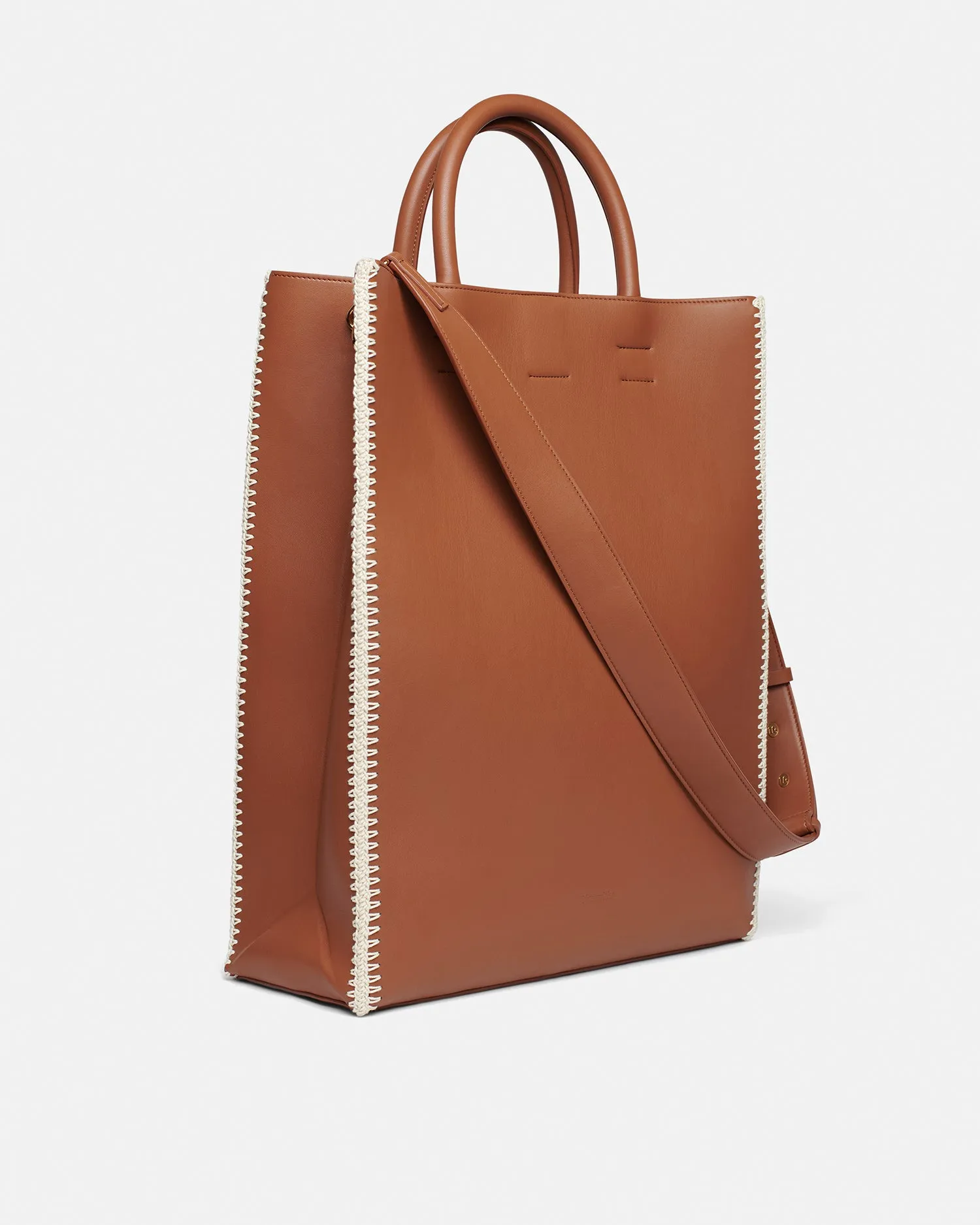 The Compass Tote - Crochet Tote Bag - Tan/Crme