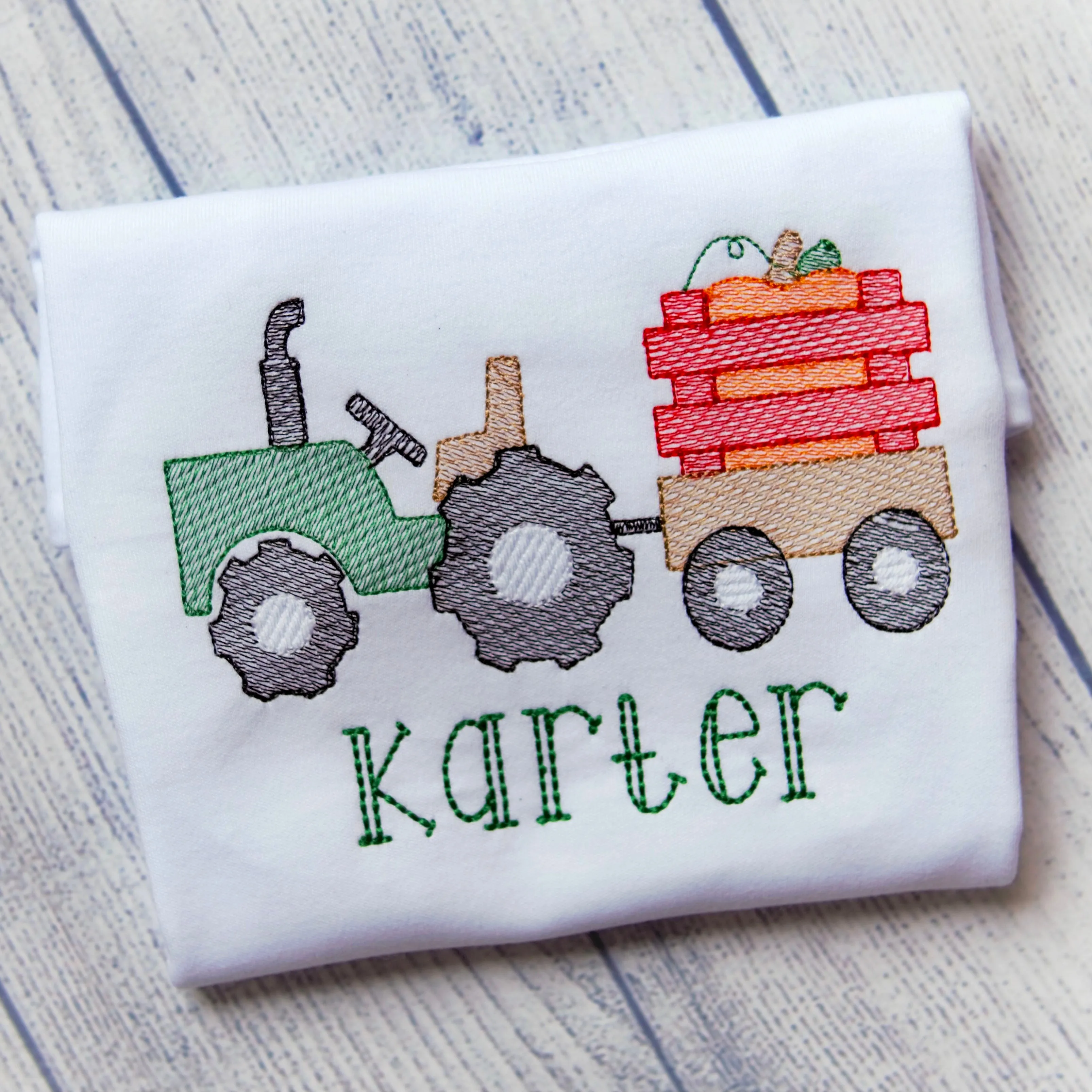 Tractor Pumpkin Kids Tee w Monogram
