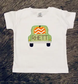 Truck Back Pumpkin Monogram Tee or Onesie