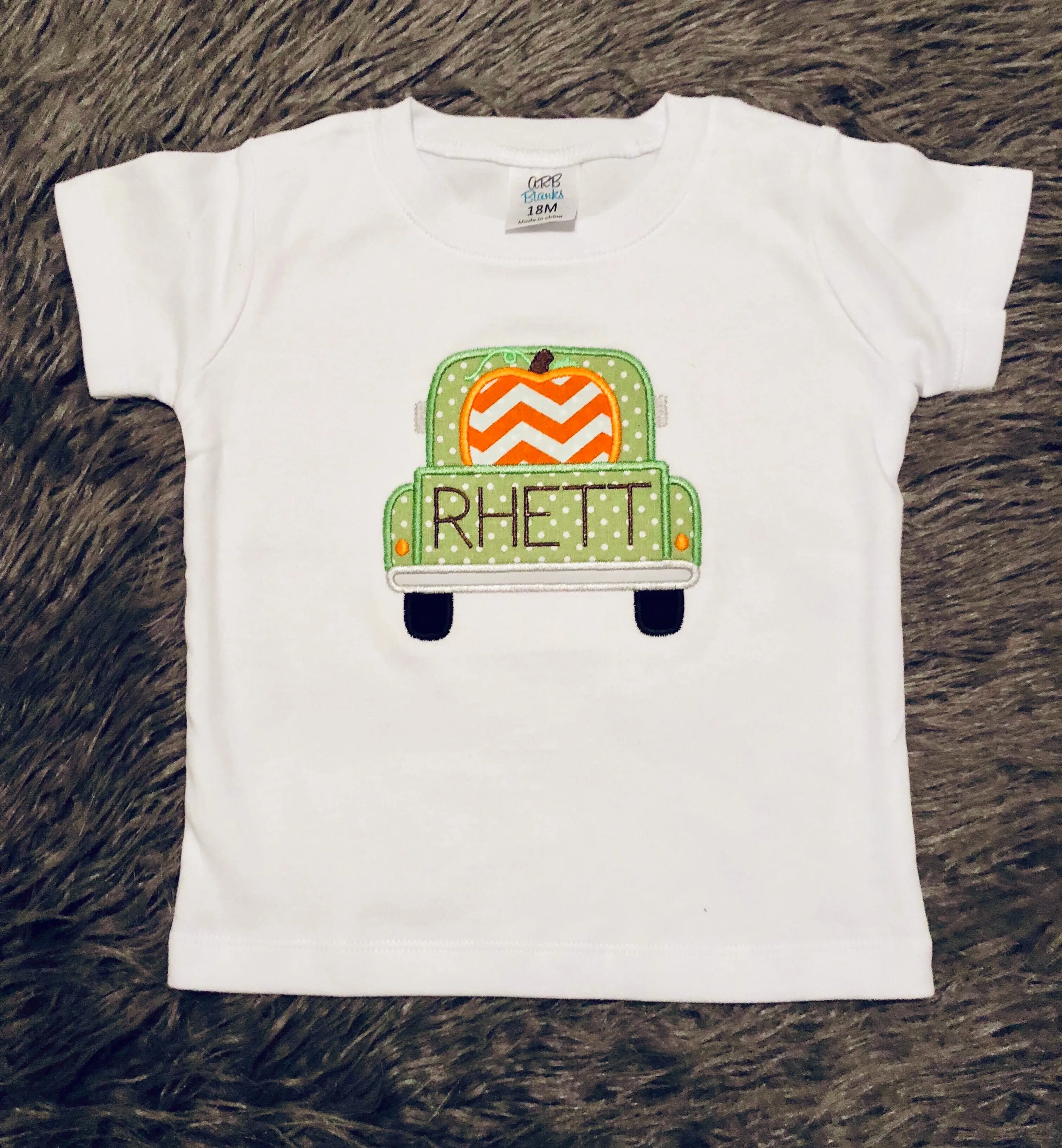 Truck Back Pumpkin Monogram Tee or Onesie