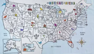 United States map color in tablecloth