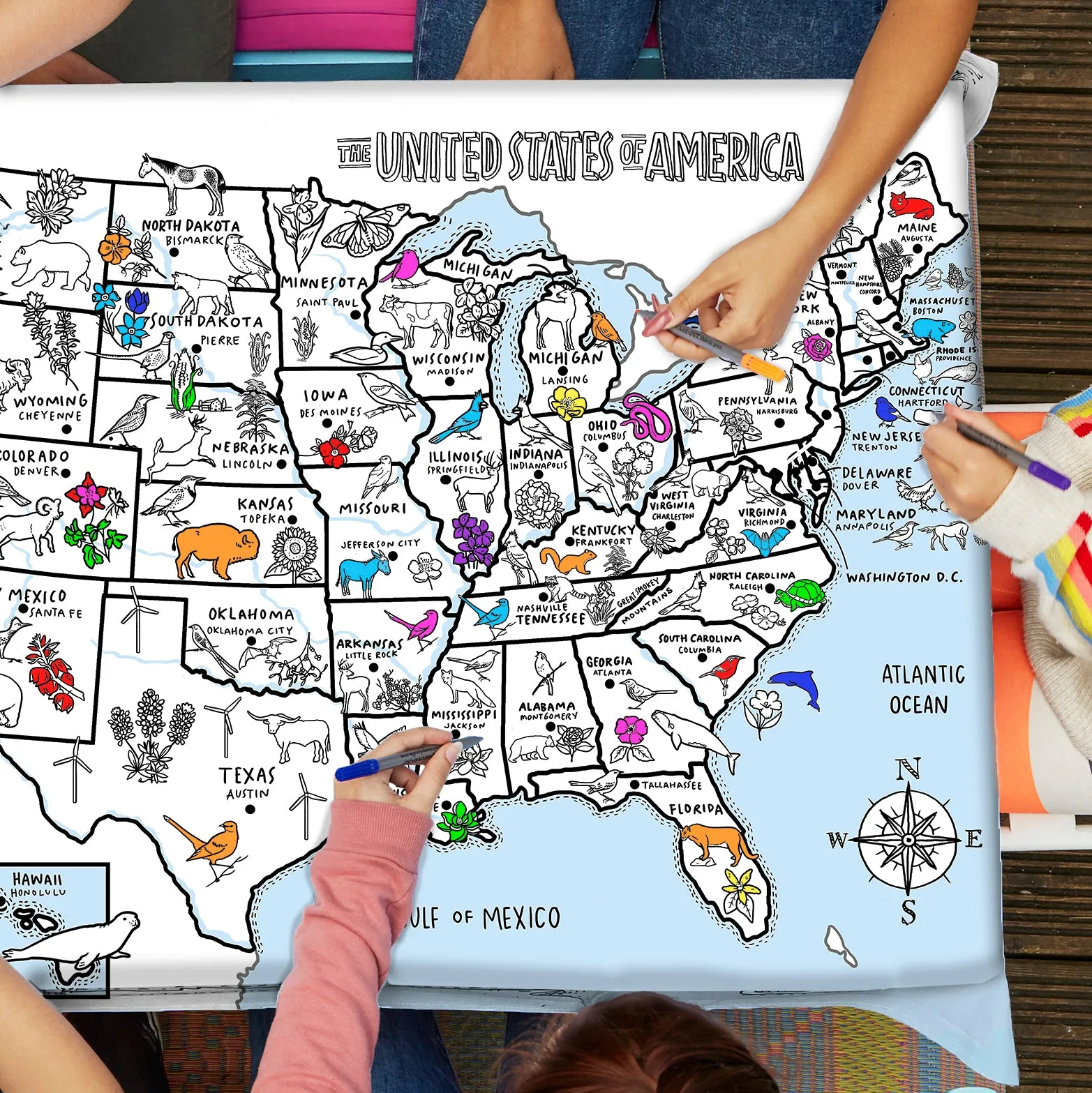 United States map color in tablecloth