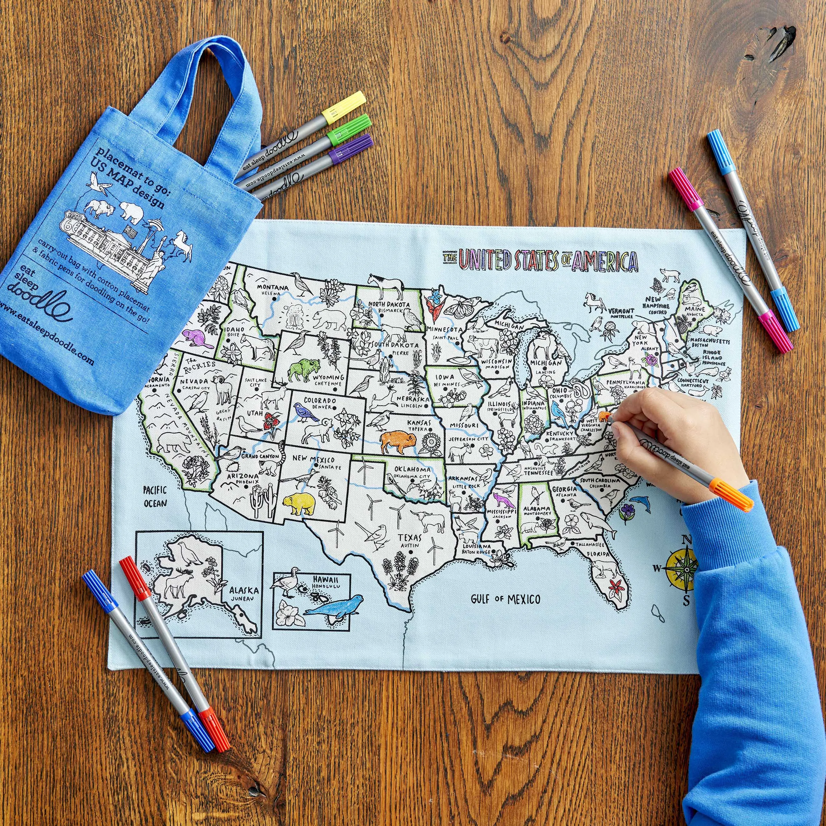 US Map placemat to go